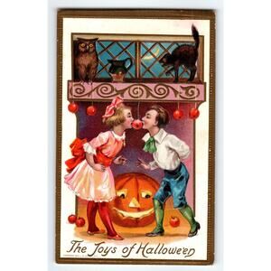 Vintage 1910 Halloween Postcard The Toys of Halloween Kids & Pumpkin